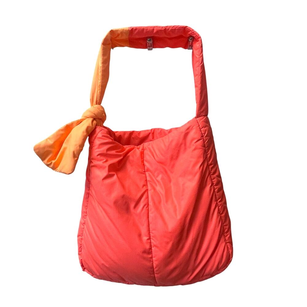 Caraa Sport Fractus Water Resistant Nylon Tote in Neon Orange & Pink Puffy